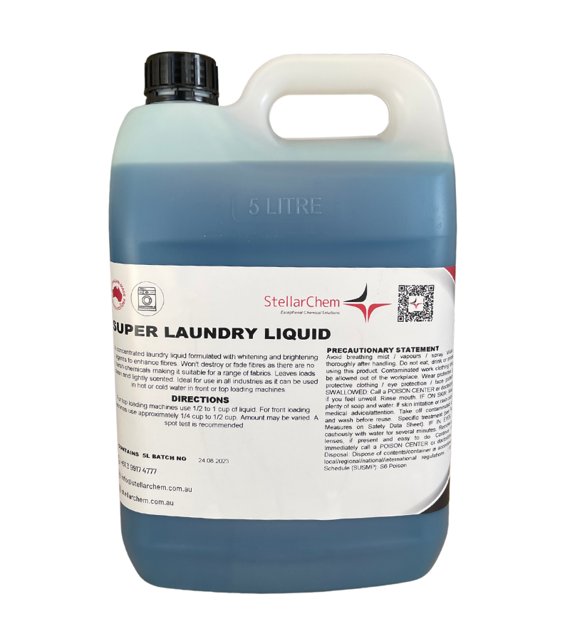Super Laundry Liquid Detergent - Hot or Cold water StellarChem WCISLL5 ...